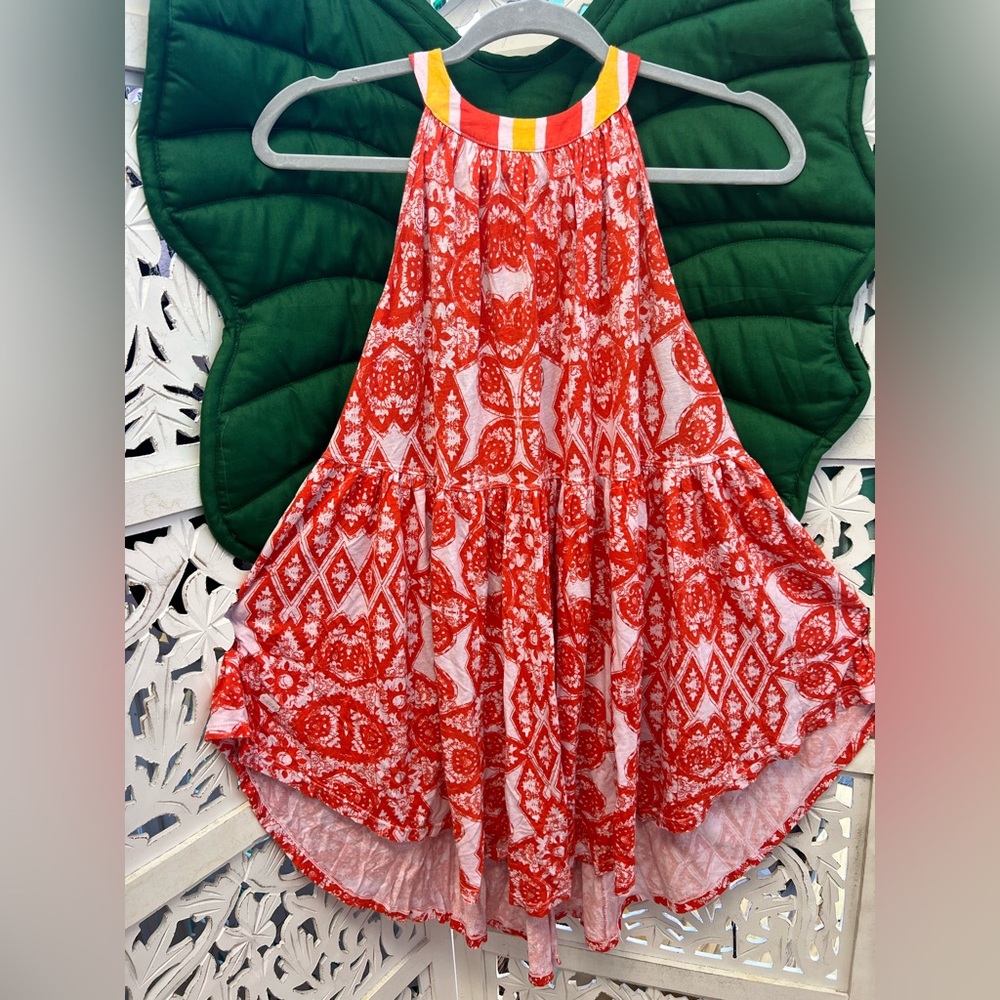 NWOT Free people high neck flowy tank top dress. Orange, pink and red.